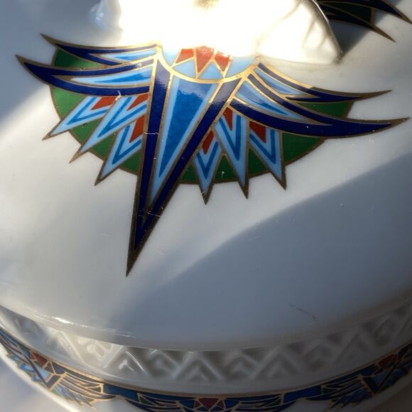 VTG Elizabeth Arden Treasures of the Pharaohs Porcelain Trinket Dish Holder MCM - Picture 12 of 14